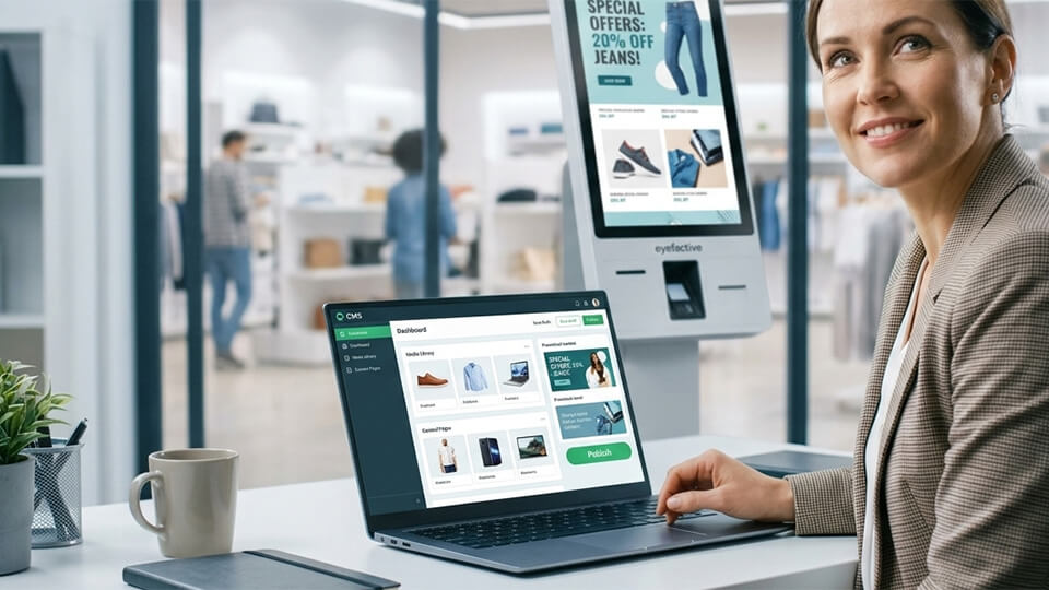No-Code-Content-Management-System für interactive kiosk software im Retail
