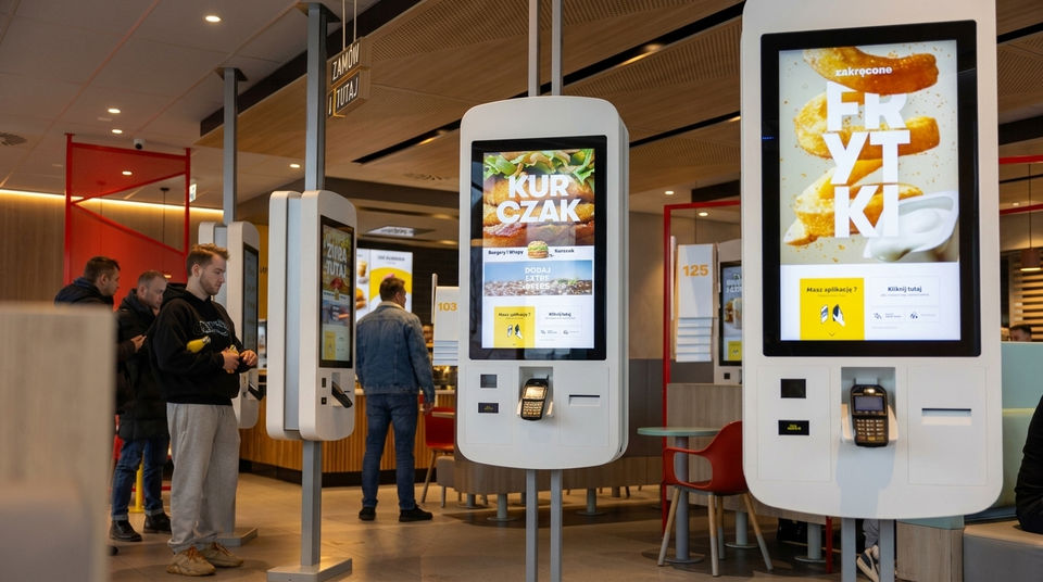 Self Order Kiosk Terminals in einem McDonald's Restaurant im Kundeneinsatz