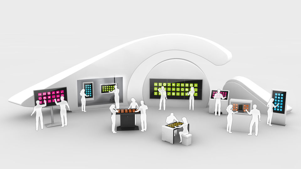 Multitouch App Plattform auf großformatigen Touchscreen Systemen im Showroom